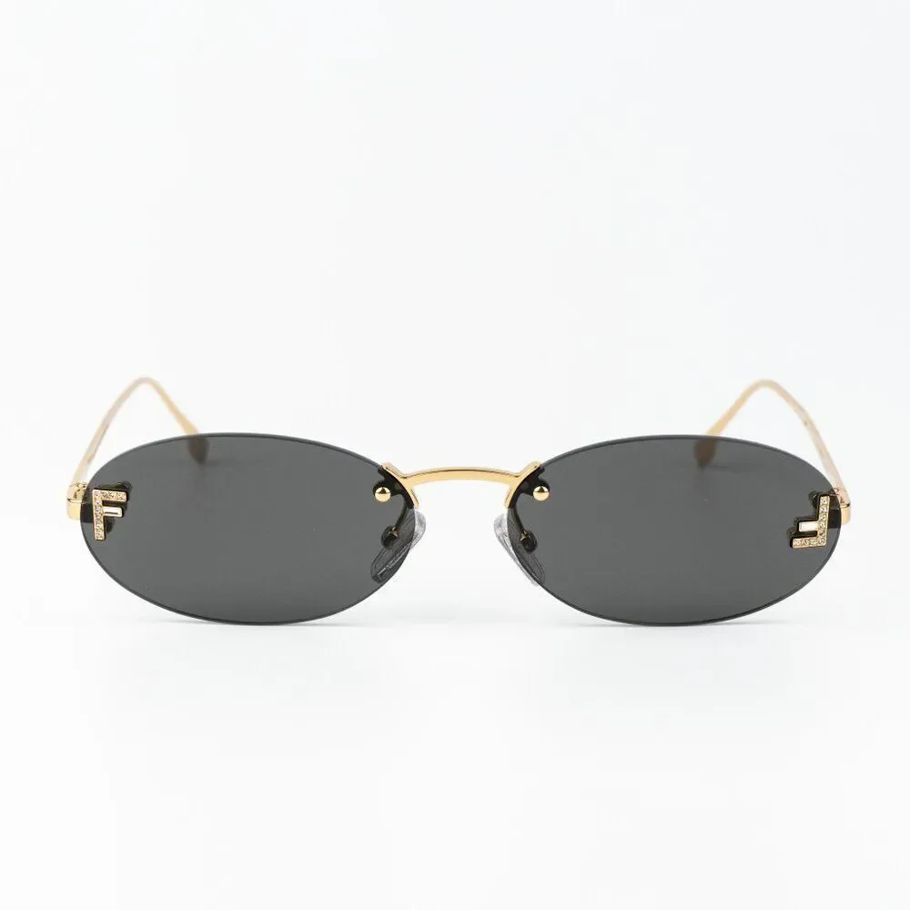 Fendi FIRST CRYSTAL Men Sunglasses Gold Oval Metal FE4075US 30A AUTHENTIC